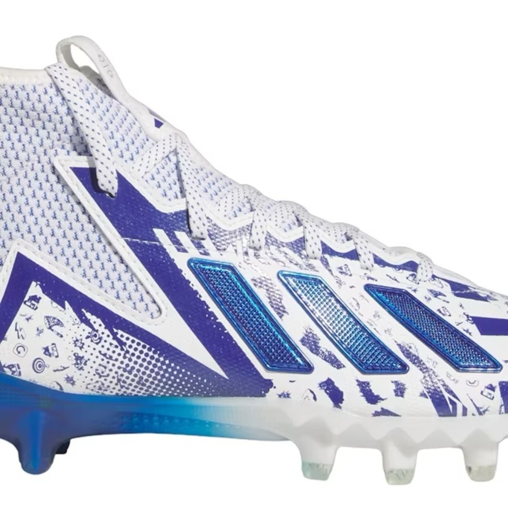 Adidas Three Stripe Life White and Blue Sports Cleats